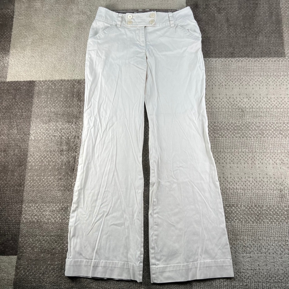 Y2K Old Navy Women 4 White Stretch Wide Leg Flare Dress Pants